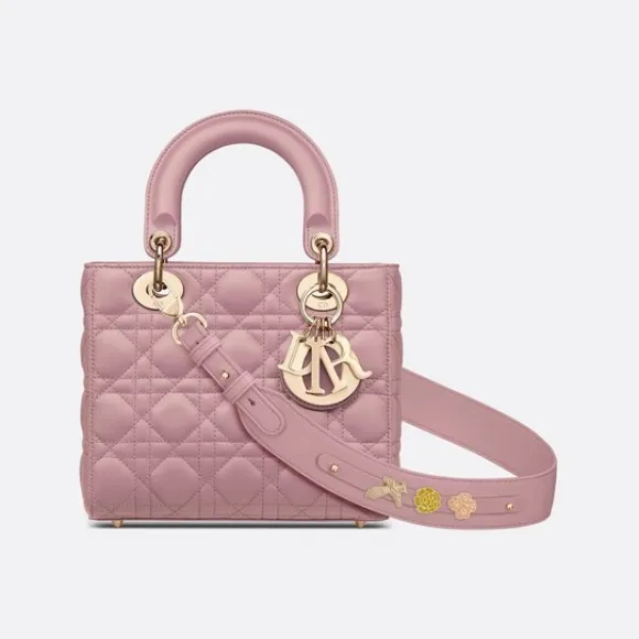 迪奥/Dior 小号 Lady Dior My ABCDior 手袋 复古粉色羊皮革藤格纹 M0538OCAL_M77P_TU
