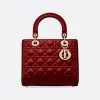 迪奥/Dior 中号樱桃红漆皮牛皮革藤格纹 Lady Dior 手袋 M0565OWCB-M323