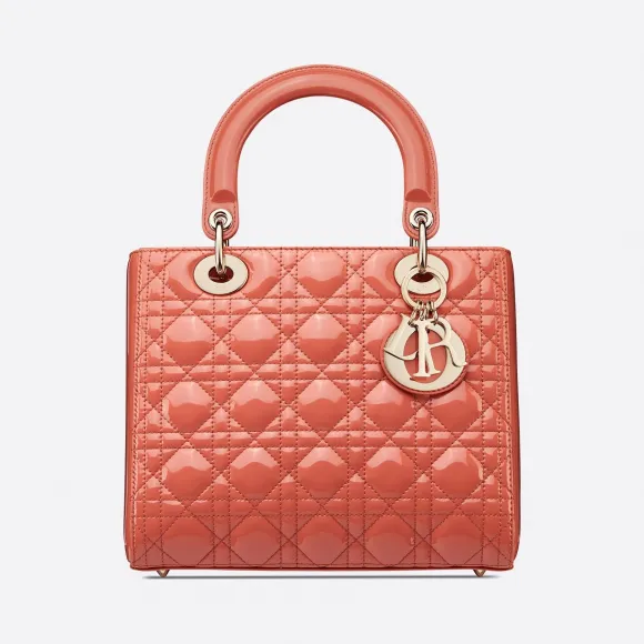 迪奥/Dior Lady Dior 中号印度红漆皮牛皮革手袋 M0565OWCB-M33O