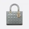 迪奥/Dior 中号 Lady Dior 手袋 灰色漆皮牛皮革藤格纹 M0565OWCB_M41G_TU