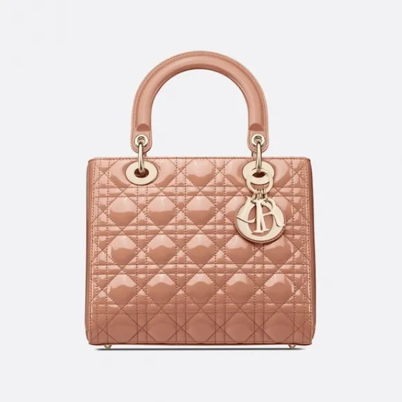 迪奥/Dior 中号玫瑰粉色漆皮牛皮革 Lady Dior 手袋 M0565OWCB-M49P