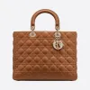 迪奥/Dior Lady Dior 大号驼色羊皮革手袋 M0566ONGE-M38M