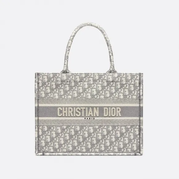 迪奥/Dior 小号灰色 Dior Oblique 图案刺绣 Dior Book Tote 托特包 M1296ZRIW-M932