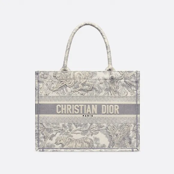迪奥/Dior 小号灰色 Toile de Jouy 刺绣 Dioriviera Dior Book Tote 托特包 M1296ZTDT-M932