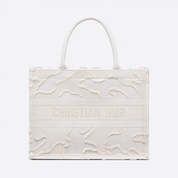 迪奥/Dior 小号白色迷彩刺绣帆布 Dior Book Tote 托特包 M1296ZWAH-M879