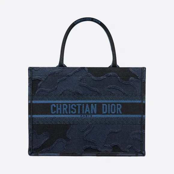 迪奥/Dior Dior Book Tote 小号蓝色迷彩刺绣托特包 M1296ZWAH-M928