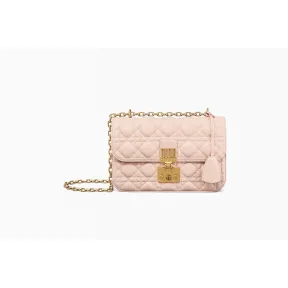 迪奥/Dior Dioraddict柔粉色藤格纹小羊皮翻盖式手提包 M5818CNMJ M413