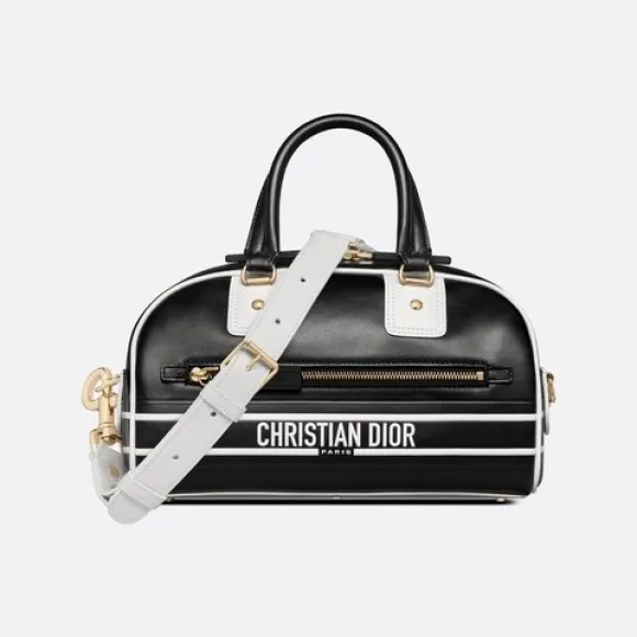 迪奥/Dior 小号 Dior Vibe Bowling 拉链手袋 黑色和白色光滑牛皮革 M6209OOBR_M911_TU