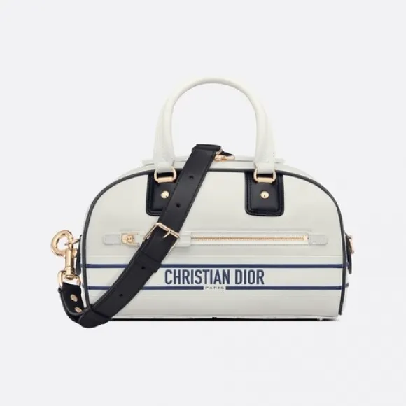迪奥/Dior 小号 Dior Vibe Bowling 拉链手袋 白色和蓝色光滑牛皮革 M6209OOBR_M933_TU