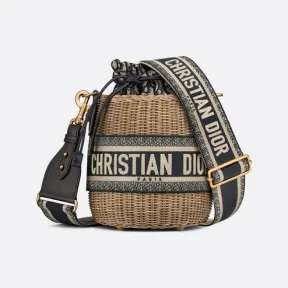 迪奥/Dior Dior Wicker 水桶包 柳条和蓝色 Oblique 印花面料 M7600CMVO_M918_TU