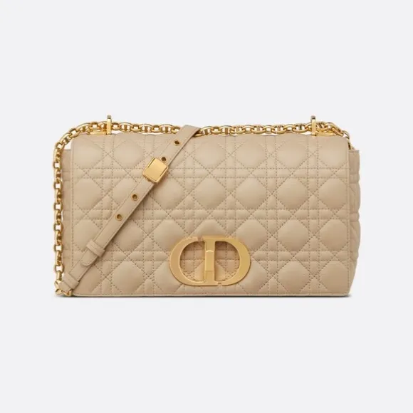 迪奥/Dior 大号 Dior Caro 手袋 米色柔软牛皮革藤格纹 M9243UWHC_M39U_TU