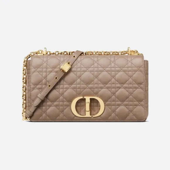 迪奥/Dior 大号 Dior Caro 手袋 暖灰褐色柔软牛皮革藤格纹 M9243UWHC_M45M_TU