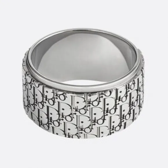 迪奥/Dior Dior Oblique 图案银质戒指 R0893HOMST-D990