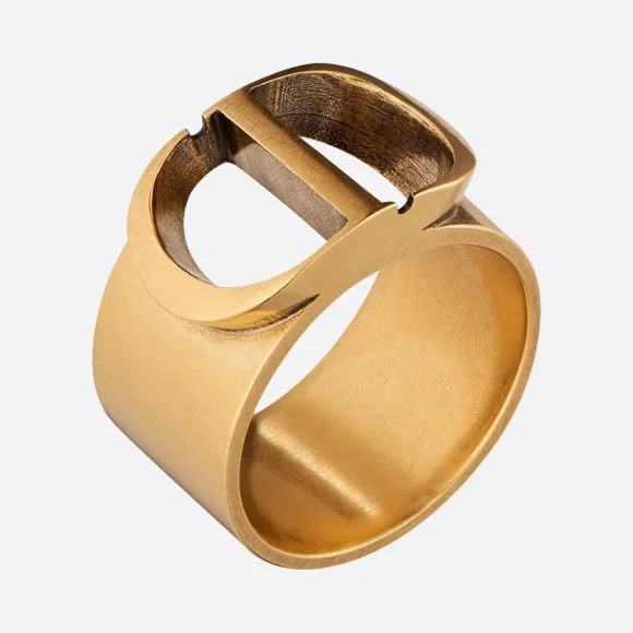 迪奥/Dior 复古金色金属覆层“CD”30 Montaigne 戒指 R0894MTGMT-D907
