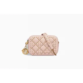 迪奥/Dior Lady Dior柔粉色藤格纹小羊皮CAMERA CASE皮夹 S0014CNOV M413
