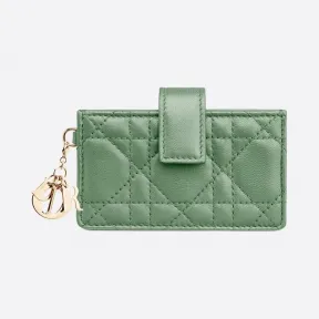 迪奥/Dior Lady Dior 薄荷绿小号羊皮革藤格纹五口袋卡夹 S0074ONMJ-M59H