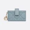 迪奥/Dior Lady Dior 5 格卡夹 天蓝色羊皮革藤格纹 S0074ONMJ_M81B_TU
