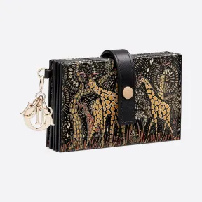 迪奥/Dior Lady Dior 棕色小号牛皮革多色动物图案五口袋卡夹 S0558OSFA-M16E