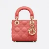 迪奥/Dior 超迷你 Lady Dior 手袋 灰调珊瑚粉色羊皮革藤格纹 S0856ONGE_M76P_TU