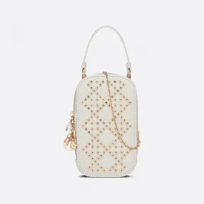 迪奥/Dior Lady Dior 手机袋 奶白色羊皮革星星图案藤格纹 S0872ONHB_M030_TU
