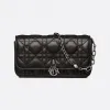 迪奥/Dior Lady Dior 手机袋 黑色羊皮革藤格纹 S0977BNMJ_M900_TU