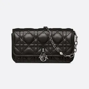 迪奥/Dior Lady Dior 手机袋 黑色羊皮革藤格纹 S0977BNMJ_M900_TU