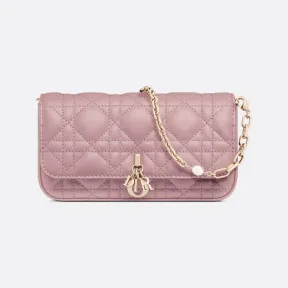 迪奥/Dior Lady Dior 手机袋 复古粉色羊皮革藤格纹 S0977ONMJ_M77P_TU