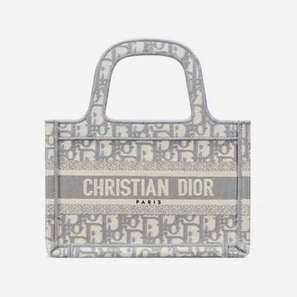 迪奥/Dior 灰色帆布 Dior Oblique 图案刺绣 Dior Book Tote 迷你托特包 S5475ZRIW-M932