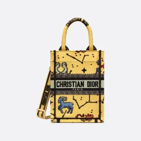 迪奥/Dior 迷你 Book Tote 手机袋 黄色面料多色 Dior Pixel Zodiac 图案刺绣 (13 x 18 x 5 cm) S5555CRTY_M930_TU