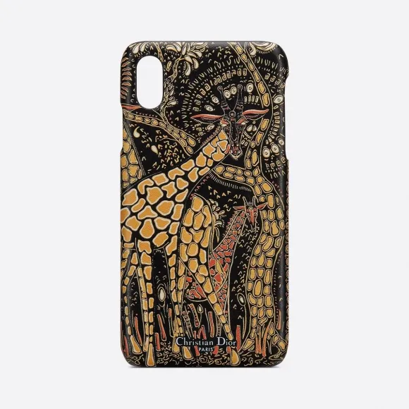 迪奥/Dior Lady Dior 棕色牛皮革多色动物图案手机套 S8042OSFA-M16E