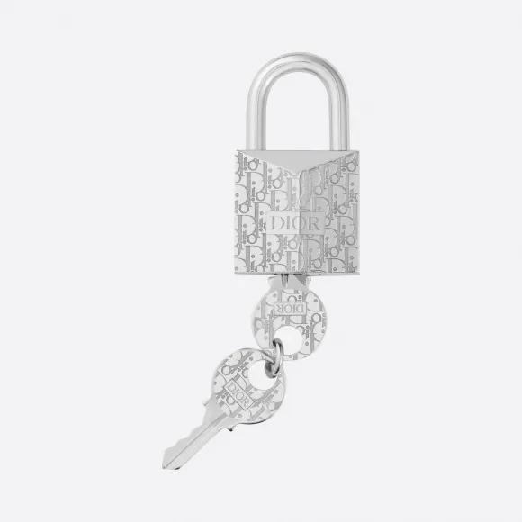 迪奥/Dior Dior Oblique 图案中号金属覆层挂锁钥匙链 V0513HOMMT-D000