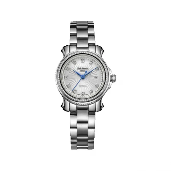 艾米龙/Emile Chouriet 时光之翼系列 精钢 双表圈镶嵌63颗天然钻石 自动机械 女表 06.1156.L.6.DW.27.6