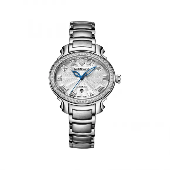 艾米龙/Emile Chouriet 明珠系列 精钢 表圈镶嵌56颗天然钻石 自动机械 女表 06.3881.L.6.D.25.6