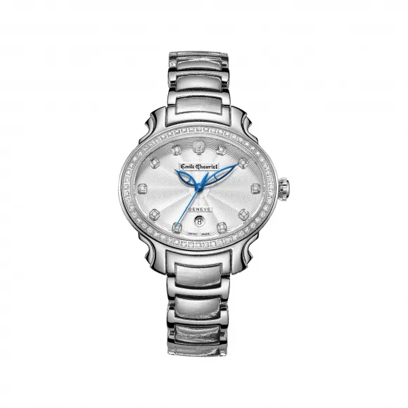 艾米龙/Emile Chouriet 明珠系列 精钢 表圈镶嵌56颗天然钻石 自动机械 女表 06.3881.L.6.D.27.6