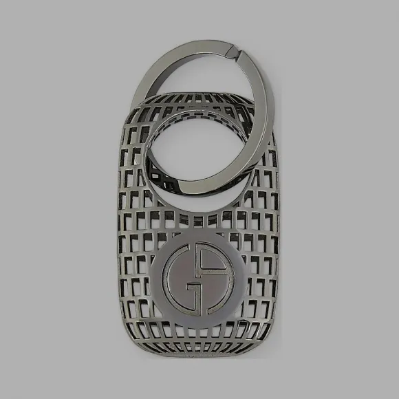 乔治阿玛尼/Giorgio Armani 刻有标识的椭圆形青铜 Maru 钥匙扣 46628965qe