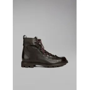 乔治阿玛尼/Giorgio Armani 光滑皮革鞋头粒面皮革登山靴 11575003jp