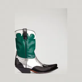 安普里奥·阿玛尼/Emporio Armani 金属嵌片皮革 Camperos 短靴 11577947xu