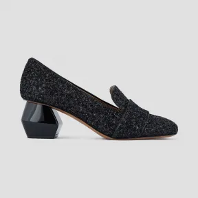 安普里奥·阿玛尼/Emporio Armani 镀铬六角形鞋跟闪光涂层纳帕皮女鞋 11623721tw