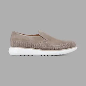 乔治阿玛尼/Giorgio Armani 侧面人字纹细节绒面革懒人鞋 11672909oa