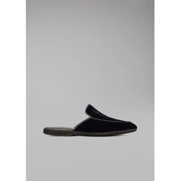 乔治阿玛尼/Giorgio Armani 刺绣徽标款天鹅绒家居鞋 28001757fi