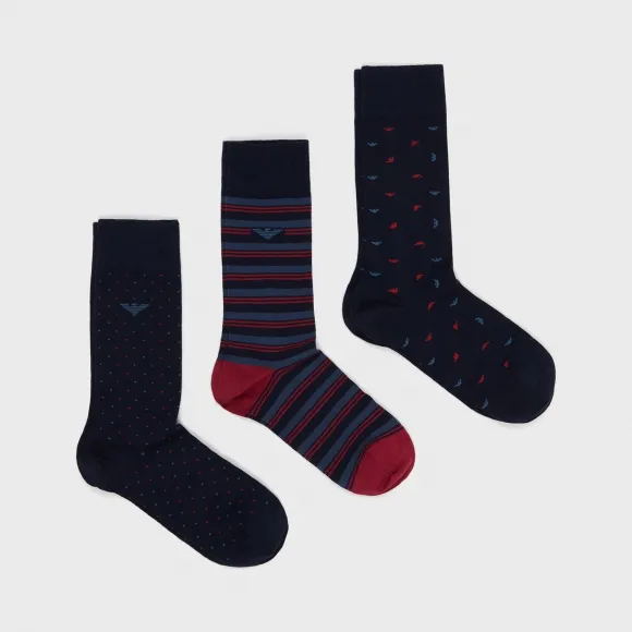 安普里奥·阿玛尼/Emporio Armani 多图案袜子三双装
 48224011eu