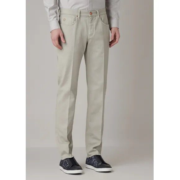 乔治阿玛尼/Giorgio Armani 成衣染色人字纹编制面料锥形低腰牛仔裤 42733388qe