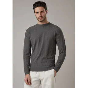 乔治阿玛尼/Giorgio Armani 人字纹提花初剪羊毛毛线衫 39927388fv