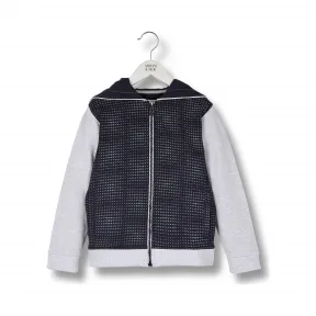 阿玛尼/Armani Junior  连帽款小号老鹰图案平纹针织抓绒衫 43200193TG