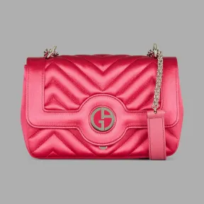 乔治阿玛尼/Giorgio Armani 珐琅徽标绗缝缎面迷你包 45449185og