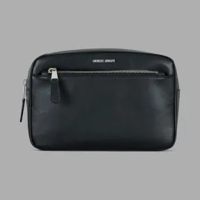 乔治阿玛尼/Giorgio Armani 拉链光滑皮革化妆包 46634096st