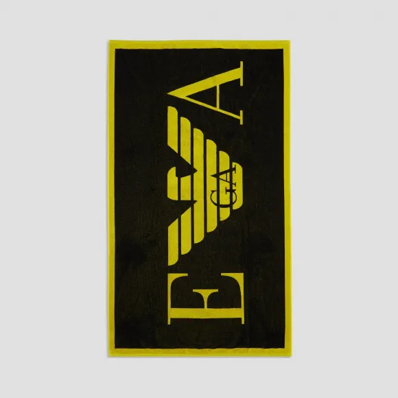 安普里奥·阿玛尼/Emporio Armani 撞色徽标纯棉海滩浴巾 46643491iu