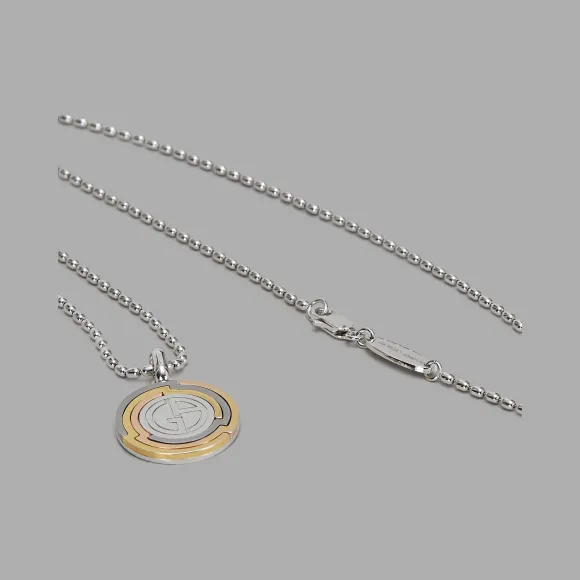 乔治阿玛尼/Giorgio Armani 带雕刻标识圆形吊坠项链 50223445ud