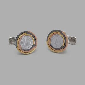 乔治阿玛尼/Giorgio Armani 双色边圆形银袖扣 50223443vu