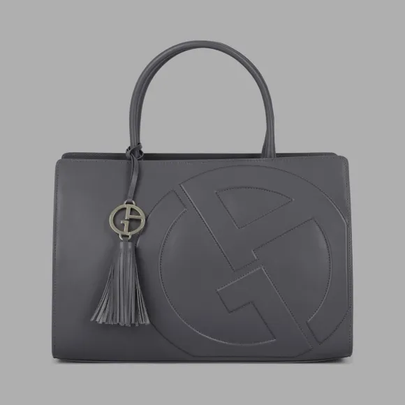 乔治阿玛尼/Giorgio Armani 立体 GA 徽标款皮革托特包 55017613hx